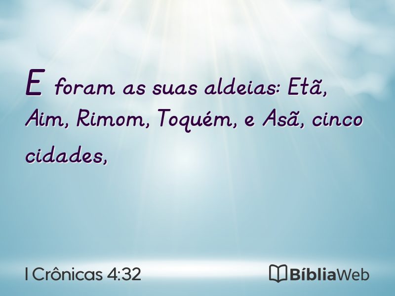 I Crônicas 4:32 em imagem para compartilhar