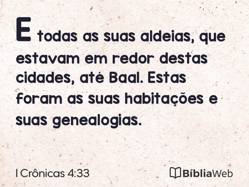 I Crônicas 4:33 em imagem para compartilhar