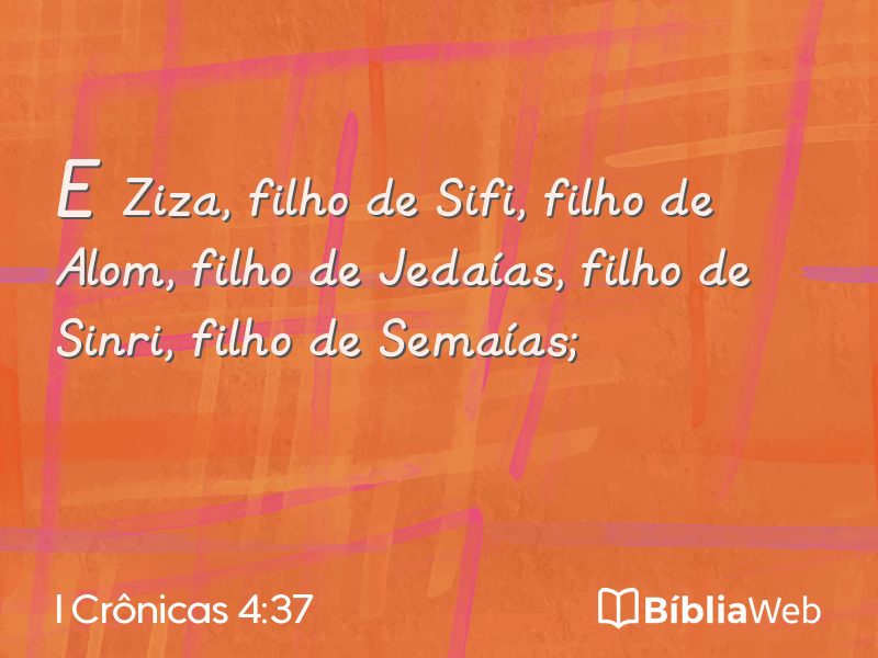 I Crônicas 4:37 em imagem para compartilhar