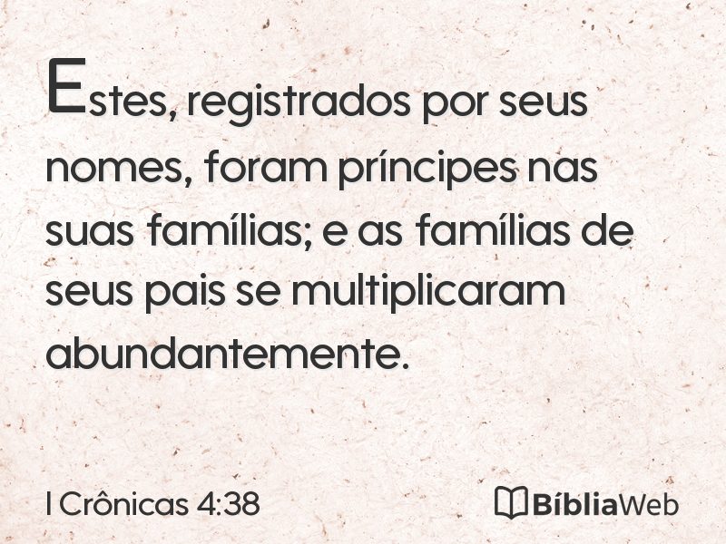 I Crônicas 4:38 em imagem para compartilhar