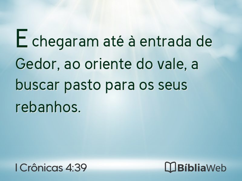 I Crônicas 4:39 em imagem para compartilhar