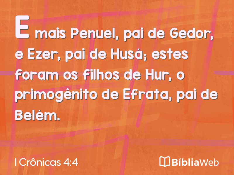 I Crônicas 4:4 em imagem para compartilhar