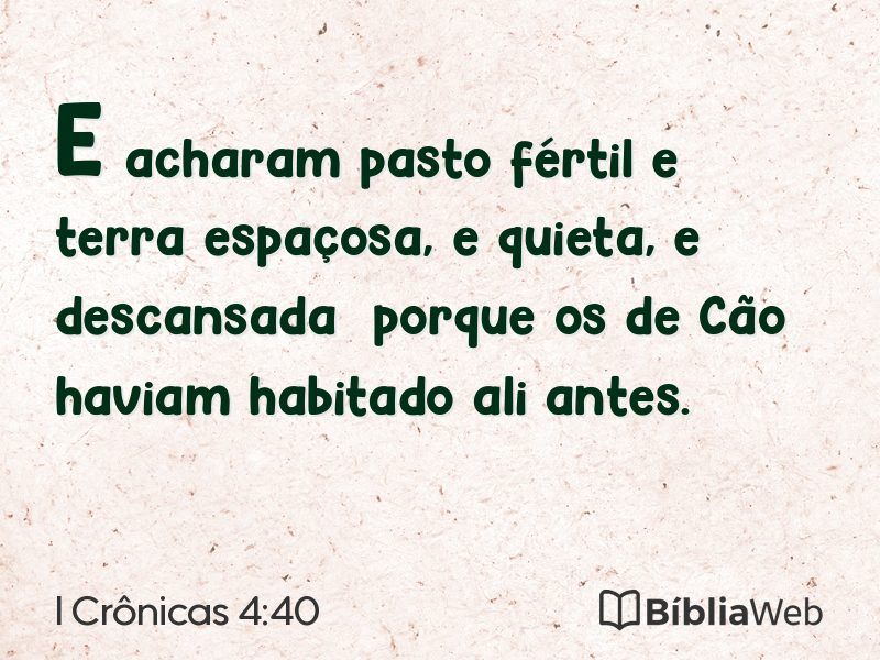 I Crônicas 4:40 em imagem para compartilhar