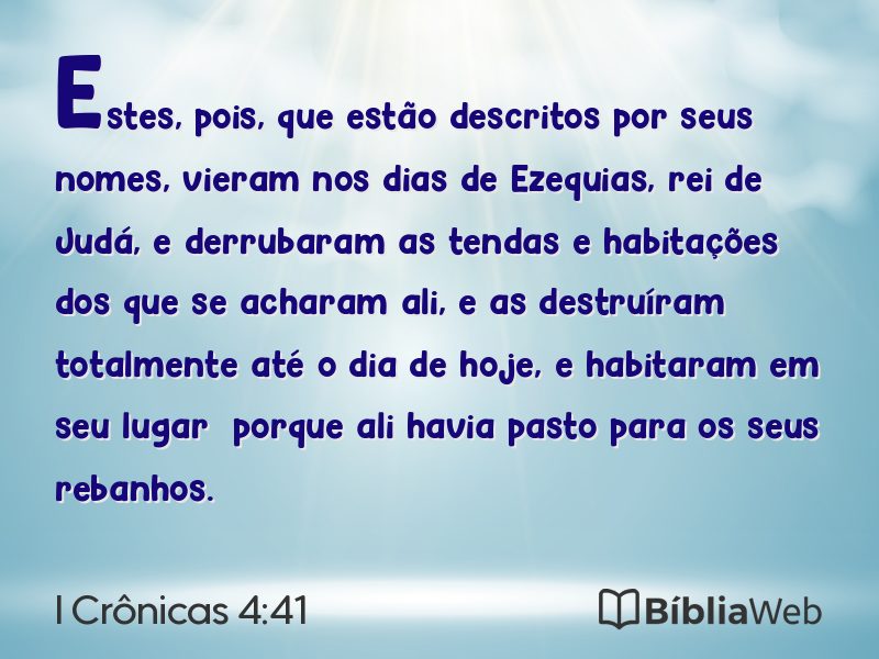 I Crônicas 4:41 em imagem para compartilhar