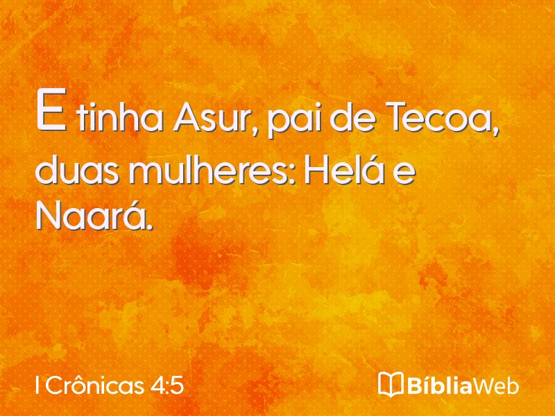 I Crônicas 4:5 em imagem para compartilhar