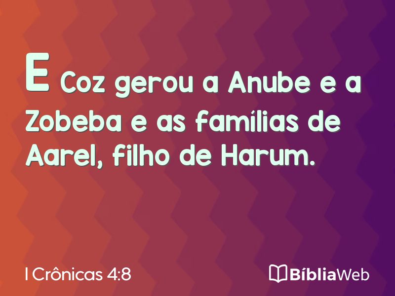 I Crônicas 4:8 em imagem para compartilhar