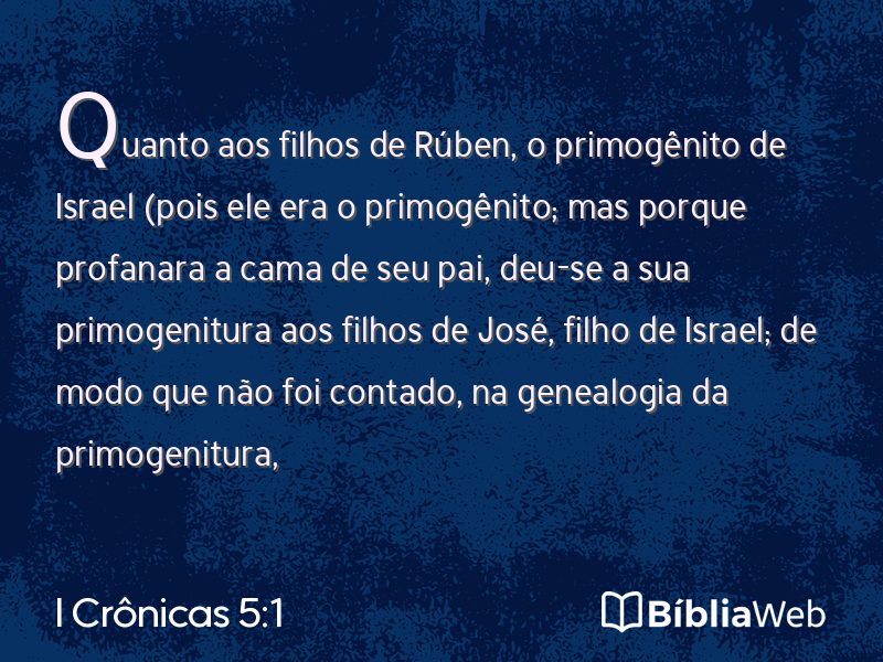 I Crônicas 5:1 em imagem para compartilhar