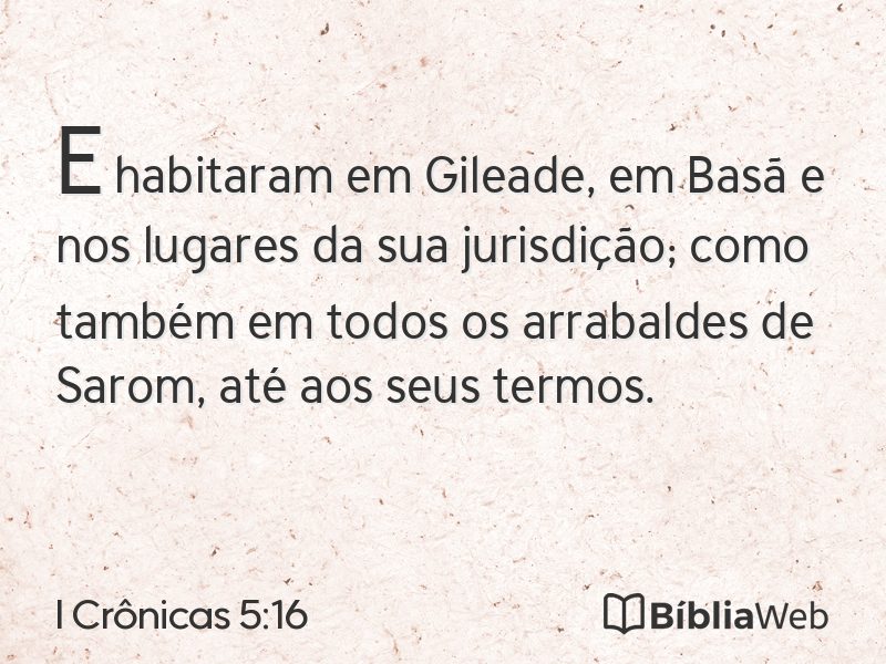 I Crônicas 5:16 em imagem para compartilhar