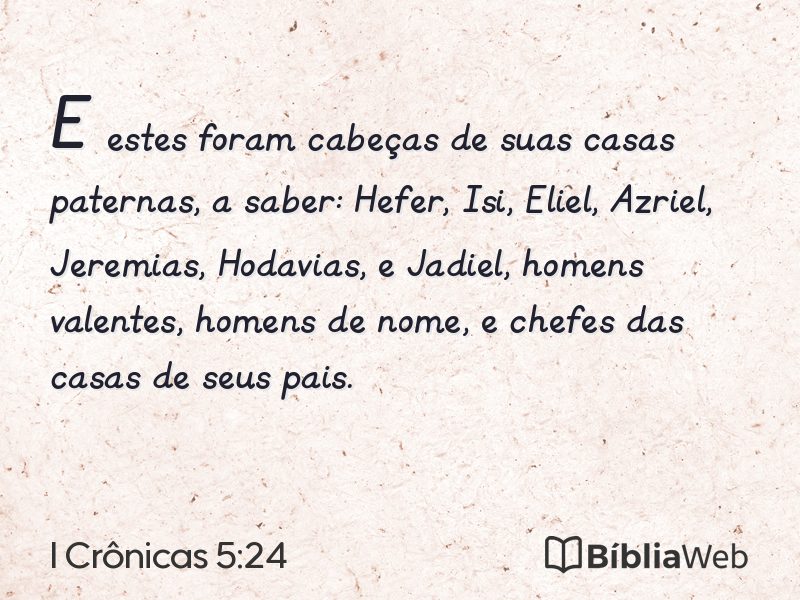 I Crônicas 5:24 em imagem para compartilhar