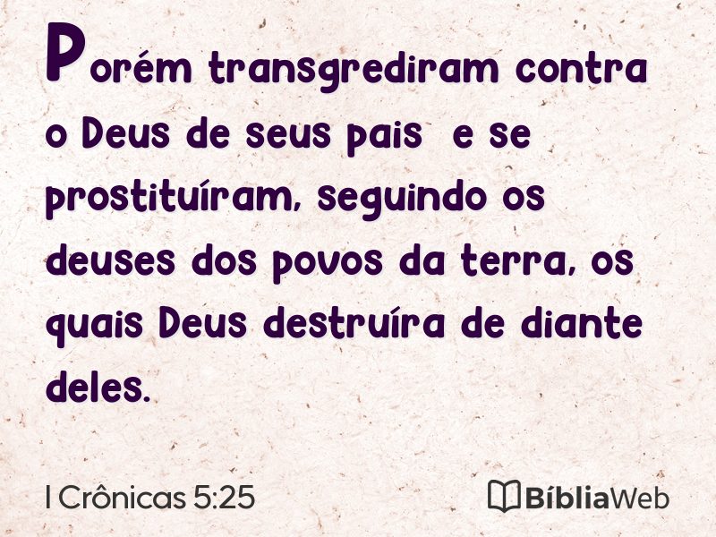 I Crônicas 5:25 em imagem para compartilhar