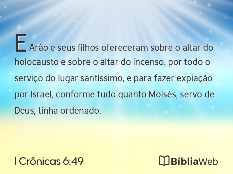 I Crônicas 6:49 em imagem para compartilhar