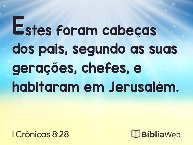 I Crônicas 8:28 em imagem para compartilhar