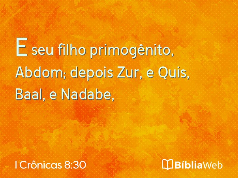 I Crônicas 8:30 em imagem para compartilhar