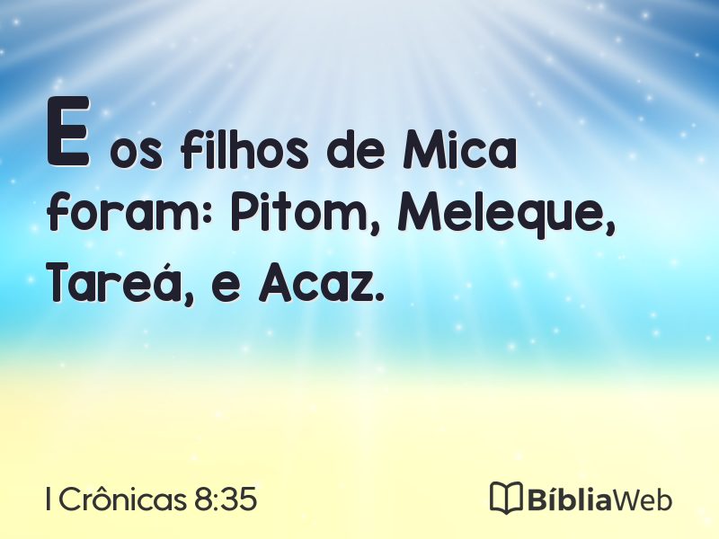 I Crônicas 8:35 em imagem para compartilhar