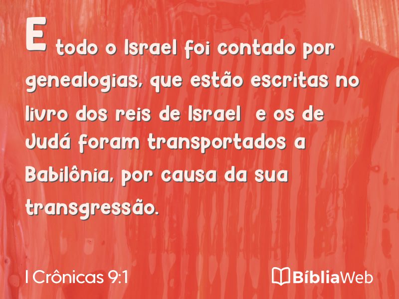 I Crônicas 9:1 em imagem para compartilhar