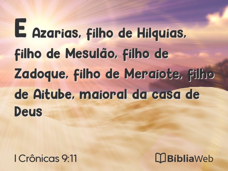 I Crônicas 9:11 em imagem para compartilhar