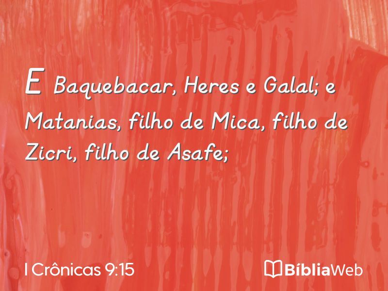 I Crônicas 9:15 em imagem para compartilhar