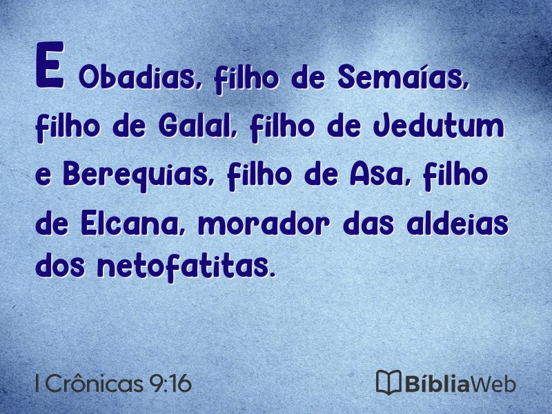I Crônicas 9:16 em imagem para compartilhar