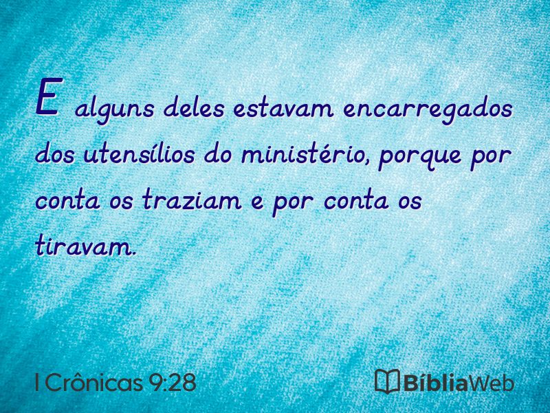 I Crônicas 9:28 em imagem para compartilhar