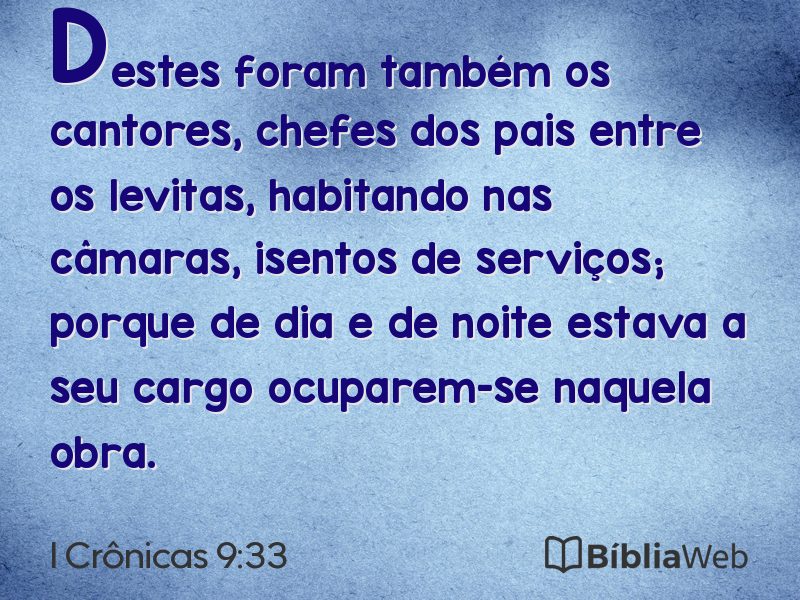 I Crônicas 9:33 em imagem para compartilhar