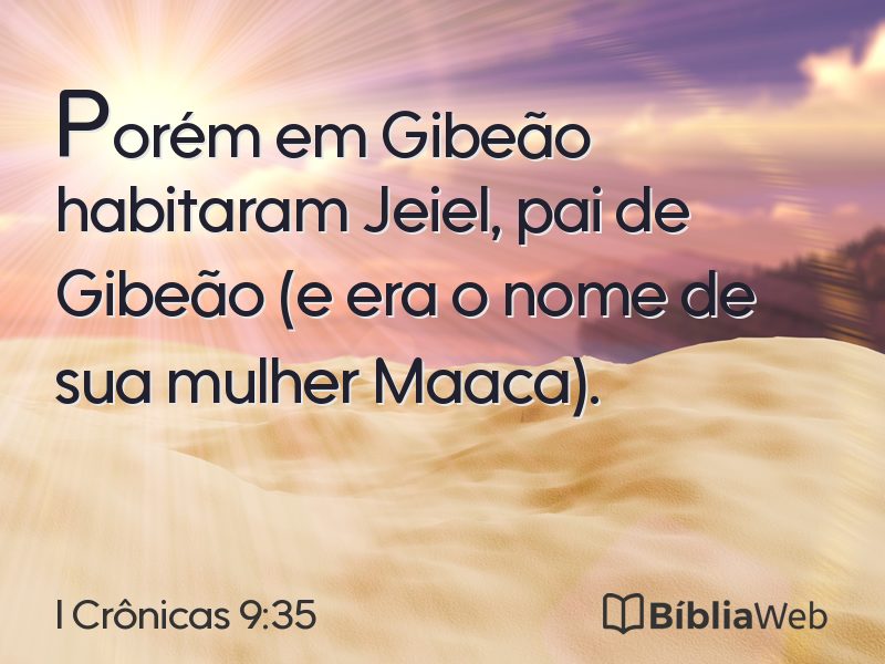 I Crônicas 9:35 em imagem para compartilhar