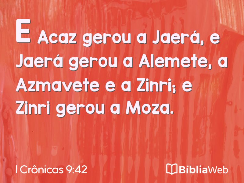 I Crônicas 9:42 em imagem para compartilhar