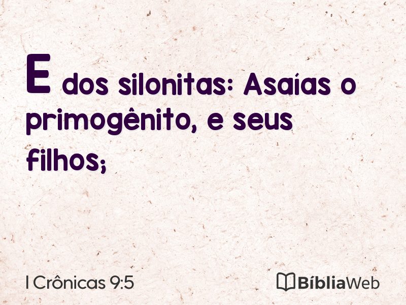 I Crônicas 9:5 em imagem para compartilhar