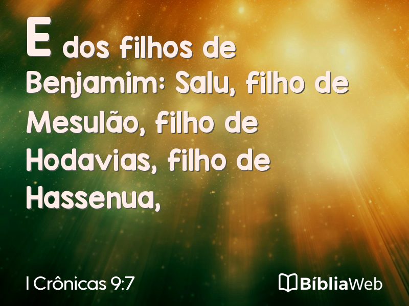 I Crônicas 9:7 em imagem para compartilhar