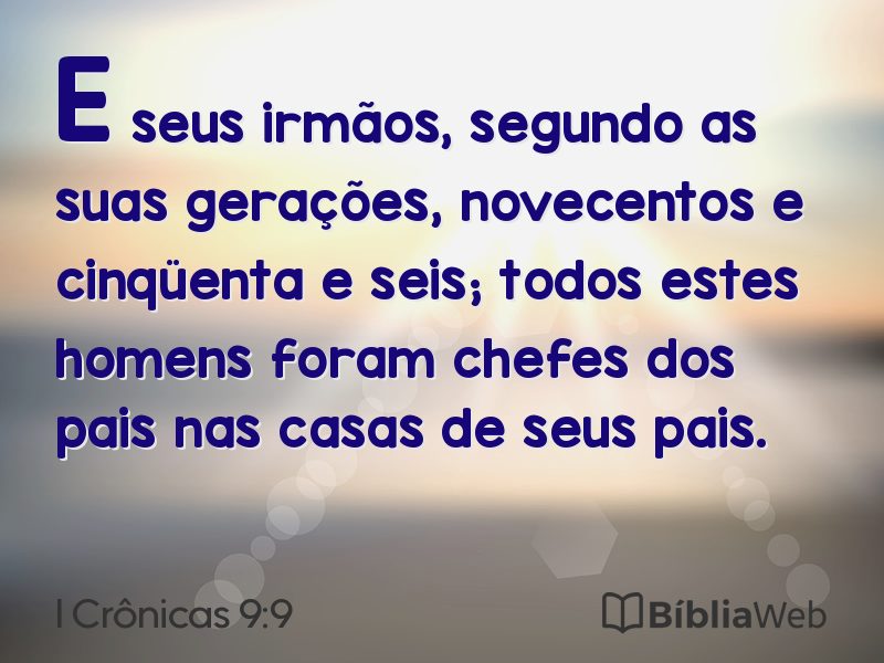 I Crônicas 9:9 em imagem para compartilhar