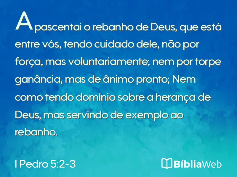 I Pedro 5:2-3 em imagem para compartilhar