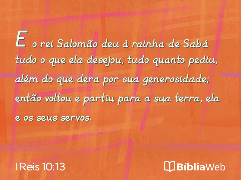 I Reis 10:13 em imagem para compartilhar
