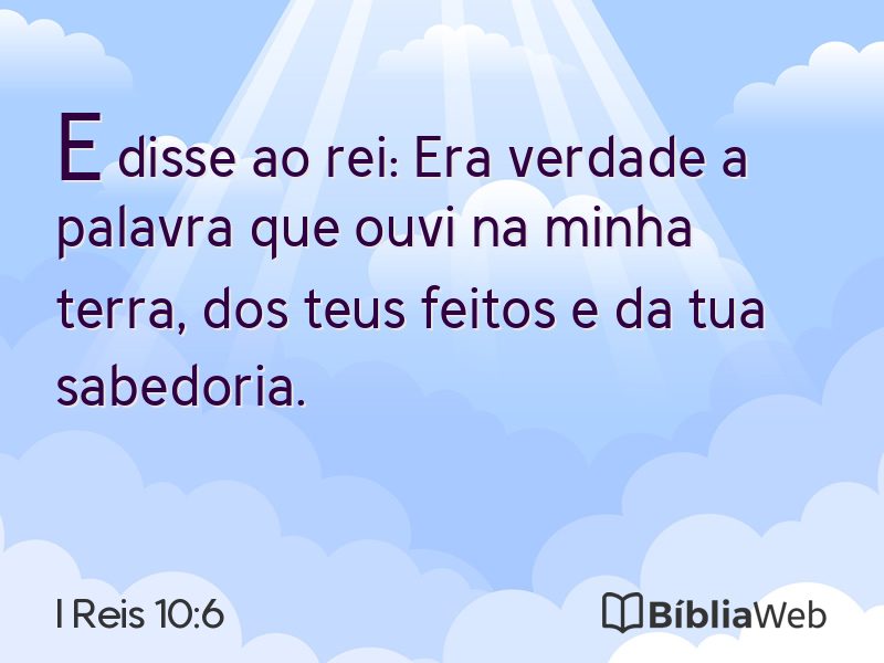 I Reis 10:6 em imagem para compartilhar