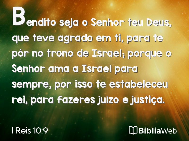 I Reis 10:9 em imagem para compartilhar