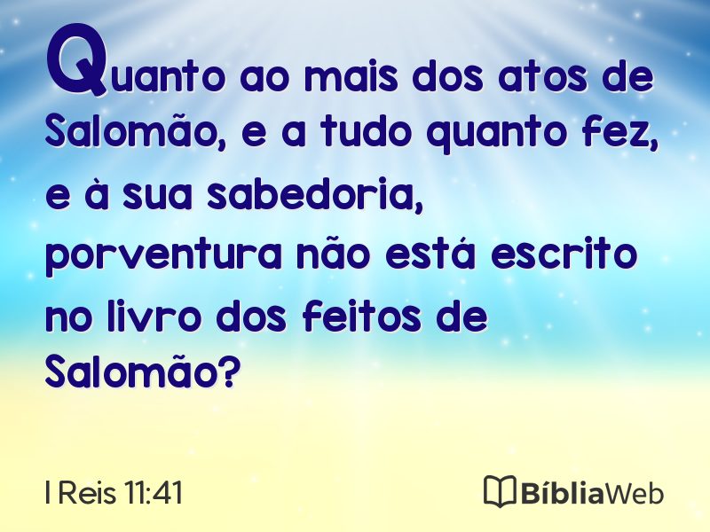 I Reis 11:41 em imagem para compartilhar
