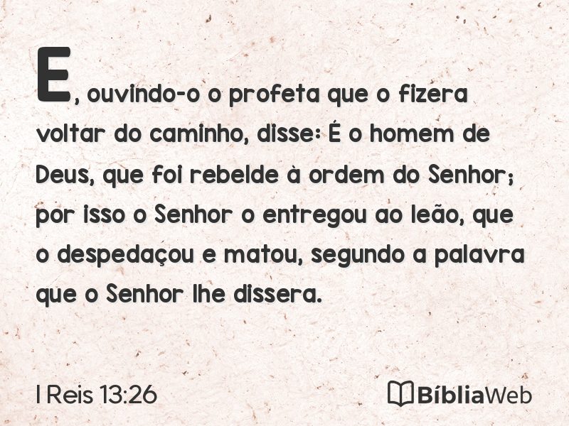 I Reis 13:26 em imagem para compartilhar