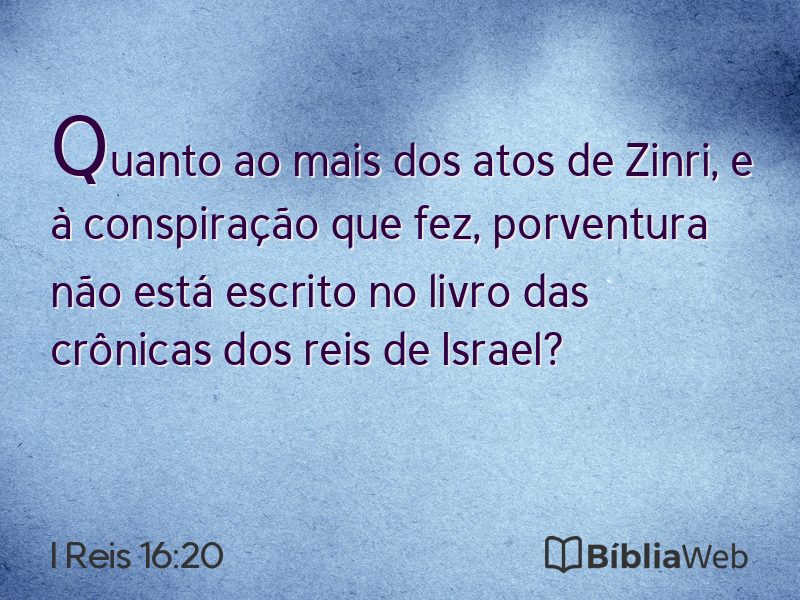 I Reis 16:20 em imagem para compartilhar