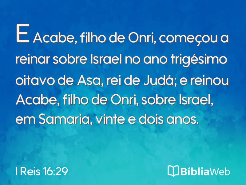 I Reis 16:29 em imagem para compartilhar