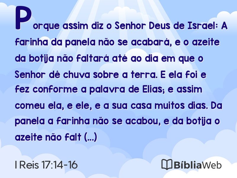 I Reis 17:14-16 em imagem para compartilhar