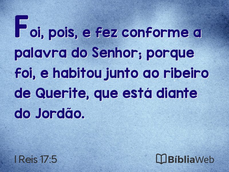 I Reis 17:5 em imagem para compartilhar