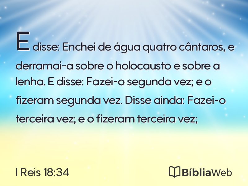 I Reis 18:34 em imagem para compartilhar