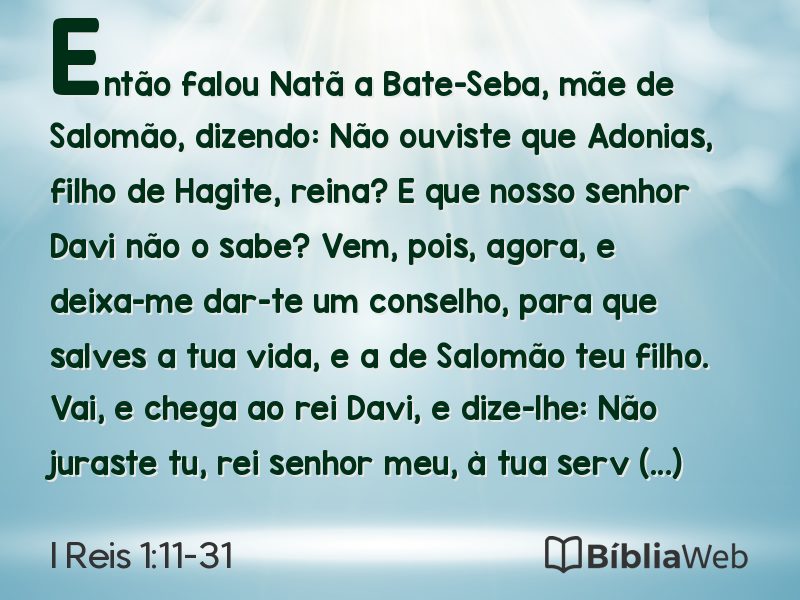 I Reis 1:11-31 em imagem para compartilhar
