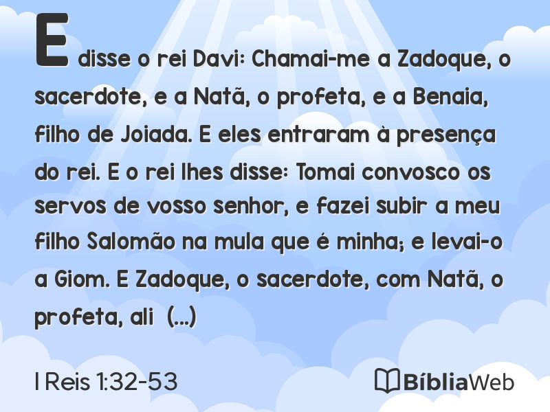 I Reis 1:32-53 em imagem para compartilhar