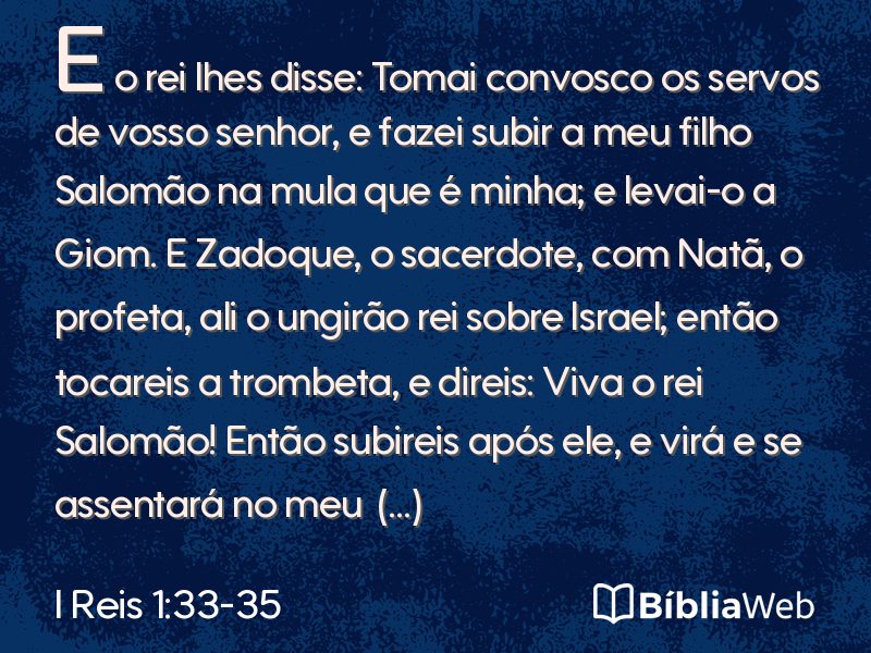 I Reis 1:33-35 em imagem para compartilhar