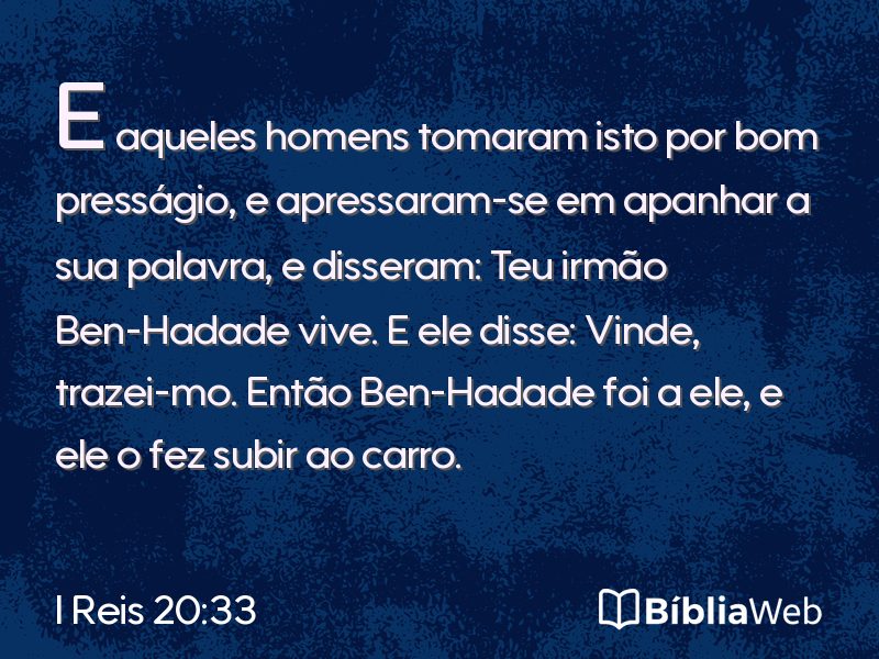 I Reis 20:33 em imagem para compartilhar