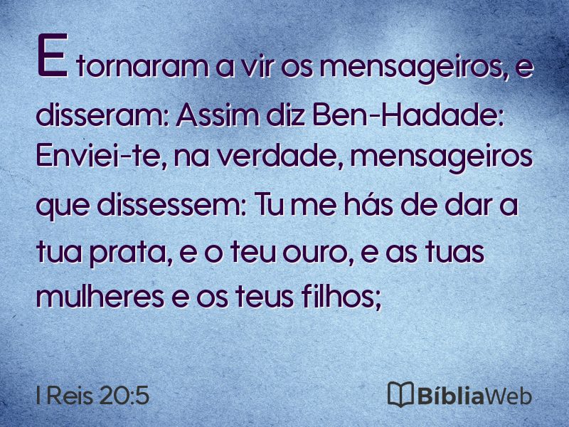 I Reis 20:5 em imagem para compartilhar