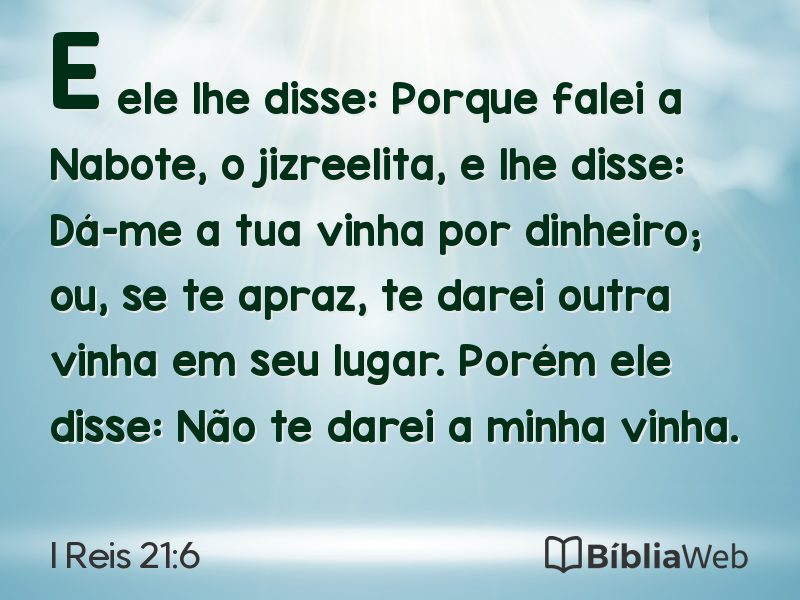 I Reis 21:6 em imagem para compartilhar