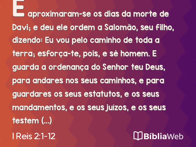 I Reis 2:1-12 em imagem para compartilhar