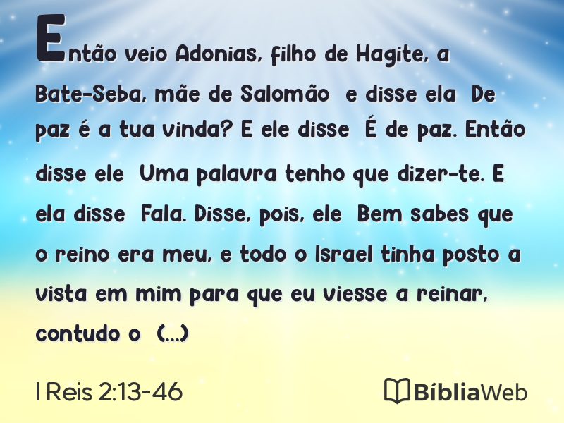 I Reis 2:13-46 em imagem para compartilhar