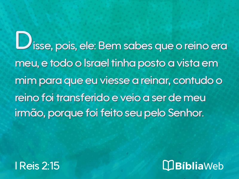 I Reis 2:15 em imagem para compartilhar