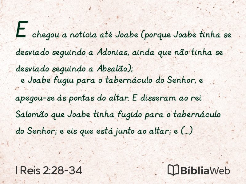I Reis 2:28-34 em imagem para compartilhar